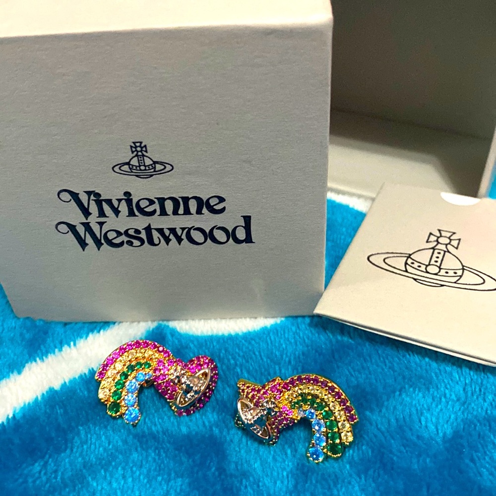 🌈 Brand new Vivienne Westwood rainbow star ⭐️ & heart ❤️ stud earrings 🌈
